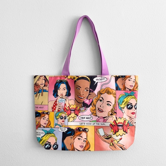 NEW Estee Lauder Women's Tote Bag Pop Art Vintage Style 1950's Retro Comic Book - Picture 1 of 3